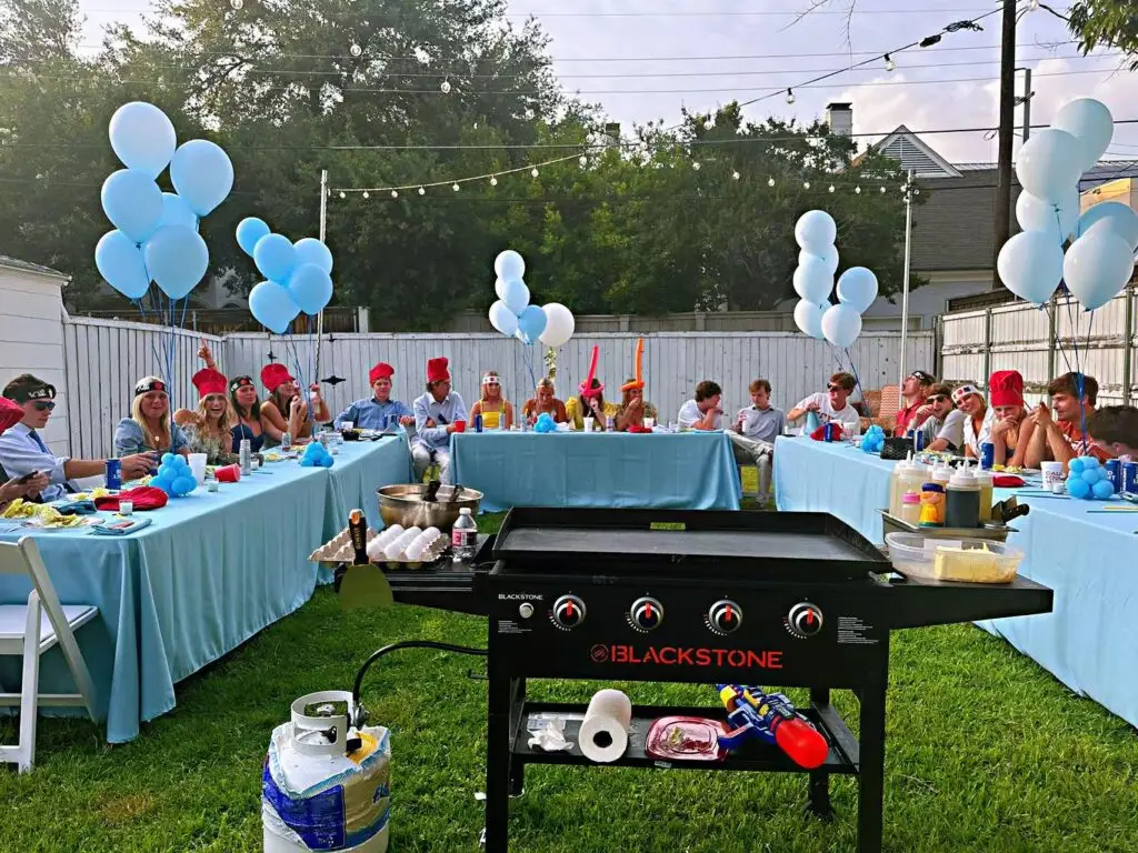 Mobile hibachi at home chef preparing dinner for a backyard party in Montgomery County, Pennsylvania.